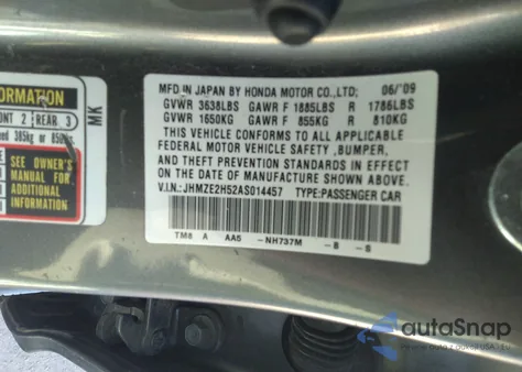 2010 Honda Insight Lx from USA, damaged, VIN JHMZE2H52AS014457